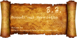 Bossányi Henrietta névjegykártya