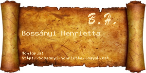 Bossányi Henrietta névjegykártya