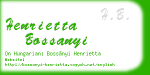 henrietta bossanyi business card