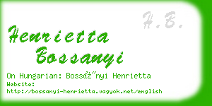 henrietta bossanyi business card